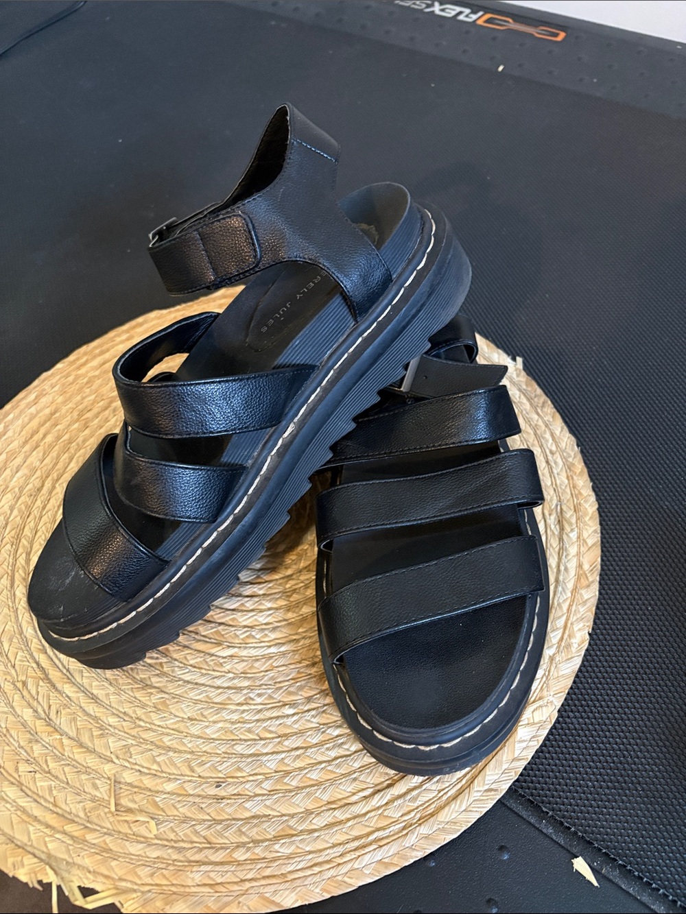 Sincerly Jules Women Black Strappy Platform lug sole Sandals
